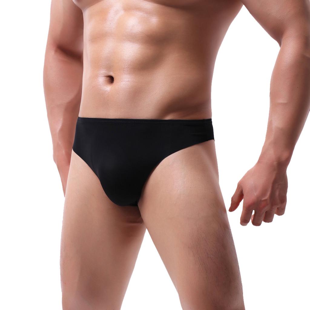 Men Ice Silk Briefs Breathable Sweat Absorbing Soft Underwear Comfortable Stretchy Low Rise Trunks Seamless Design
