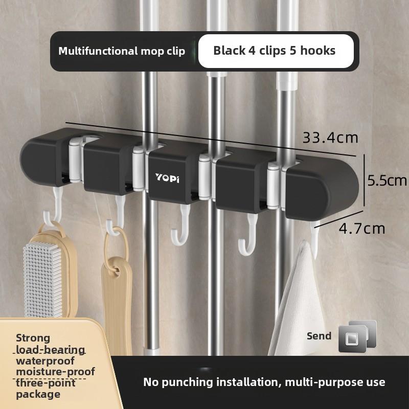 Органайзер для швабры и метлы держатель для швабры настенный держатель для швабры прочный держатель для швабры с 3456 крючками органайзеры для подвешивания метлы 4 clips 5 hooks чёрный 990₽