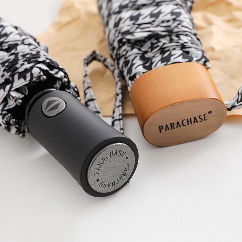 PARACHASE Větruodolný lehký deštník s kohoutí stopou - Dlouhá rukojeť, korejský styl, ochrana proti slunci a dešti, skládací design.