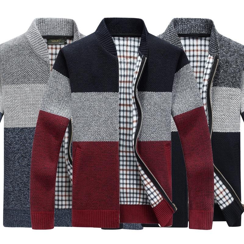 Mens Up Zip Cardigan Sweater Shawl Knitted Jumper Coat Jacket Warm Knitwear Tops