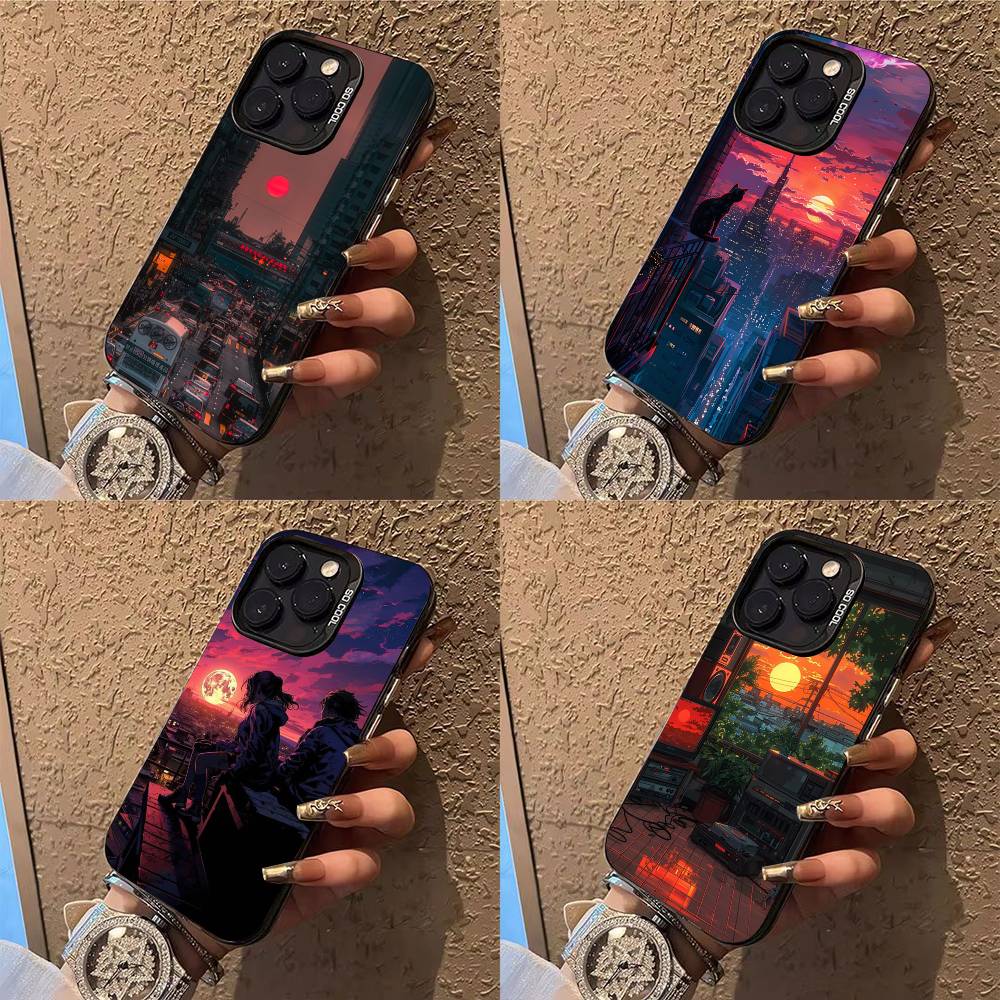 Sunset Scenery Phone Case For iPhone 17,16,15,14,13,12,X,8,Pro,Max,Plus,E,SE4,Air,Mini IMD Matte Black