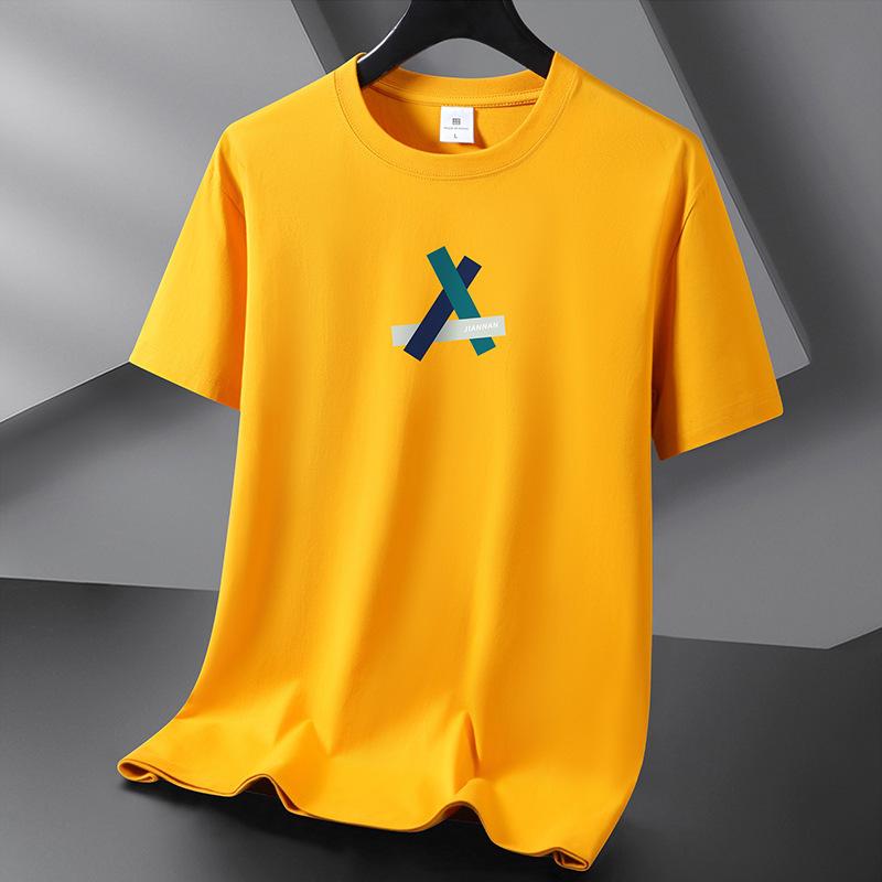 Summer Fashion 10 Colors Pure Cotton Men T-shirt Round Neck Short Sleeve Loose Mans Tee Shirt Large Size S-6XL