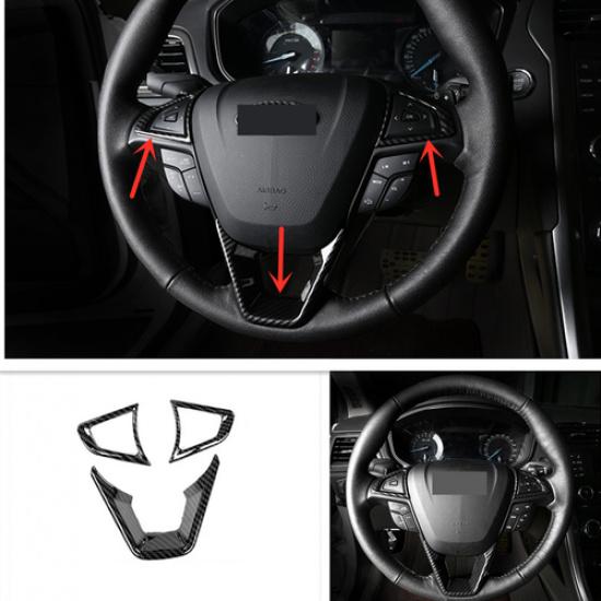 Carbon fiber Steering Wheel Trim 3pcs For FORD EDGE 2015-