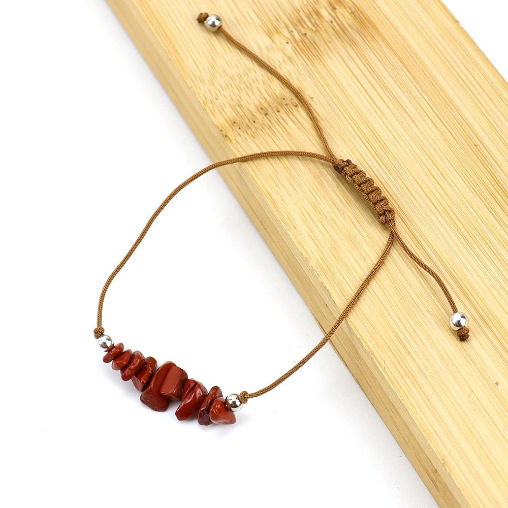 Popular Irregular Gravel Rough Stone Woven Wax Wire Bracelet Bohemian Tiger Eye Amethyst Beach Hand Rope B83