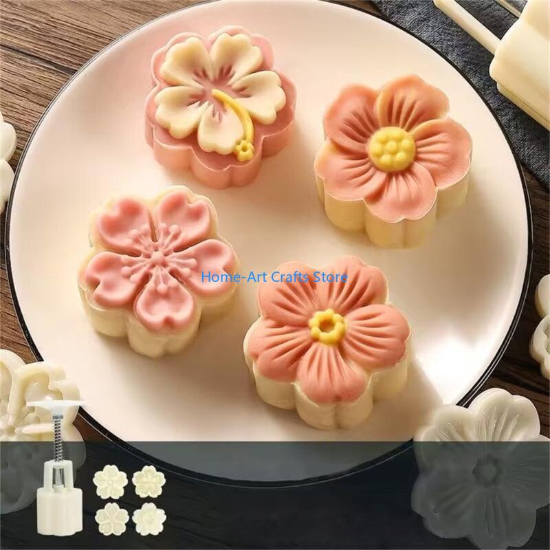 Y3NA Creative Flower Mooncakes Baking Stamp Unique Flower Mooncakes Crafting Molds