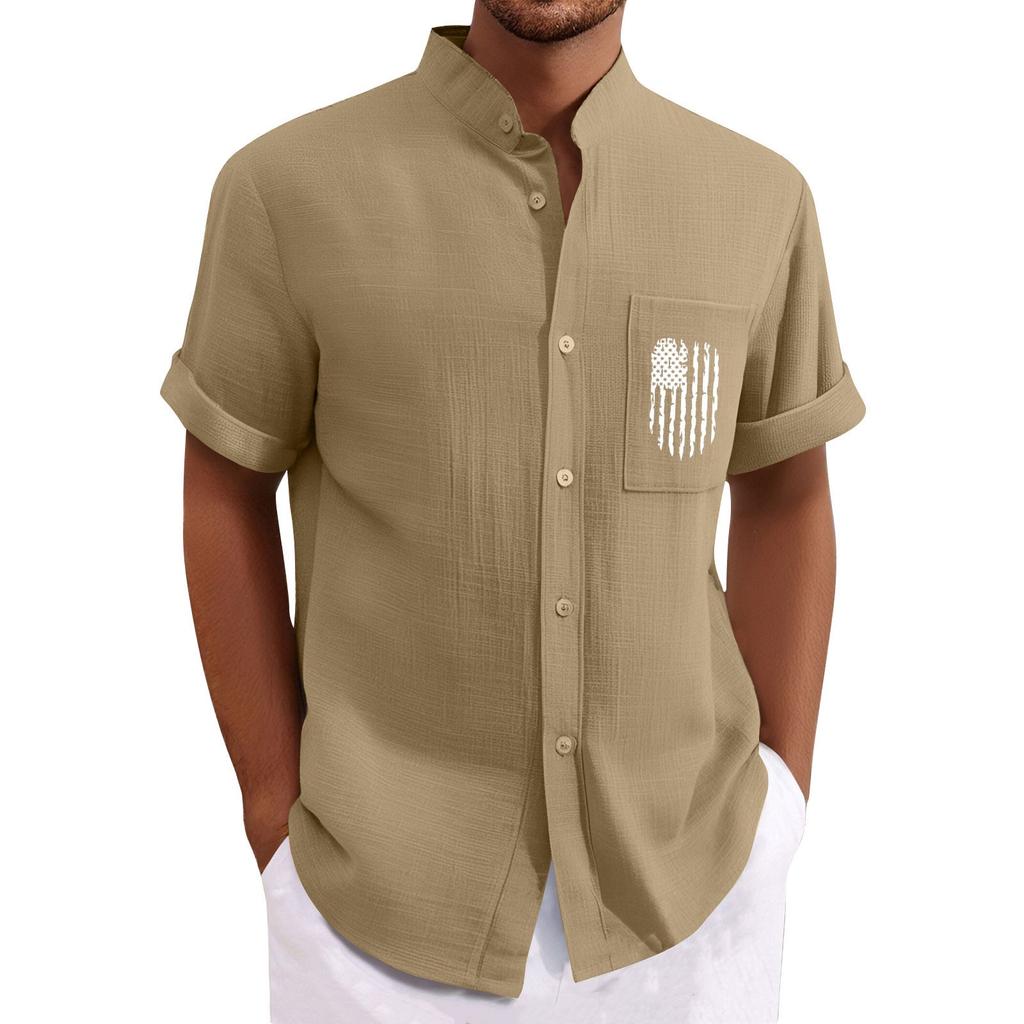 Men'S Casual Loose Short Sleeved Printed Shirt With Fashionable Top