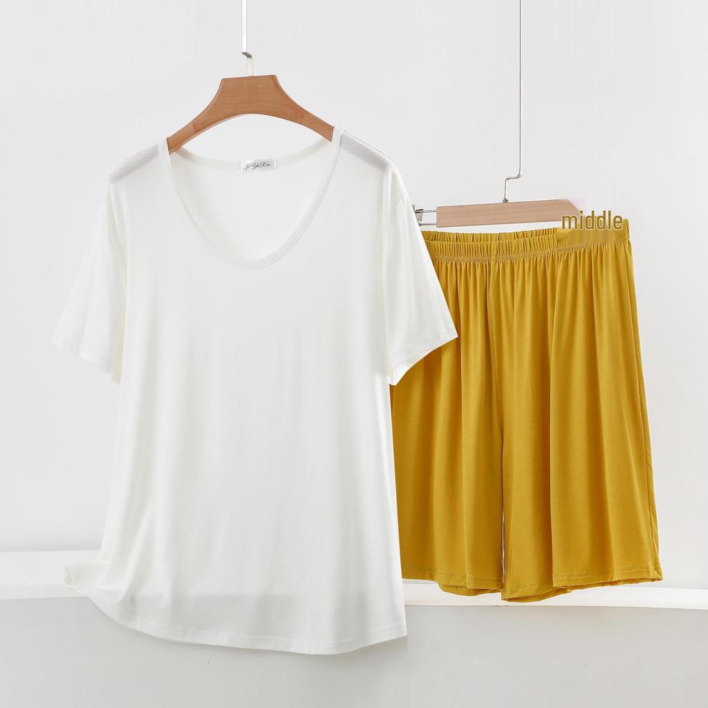 Women's Summer Short-Sleeve Suit: Modal T-Shirt & Slim Shorts Two-Piece Set - Casual, Sporty, Outdoor, or Loungewear