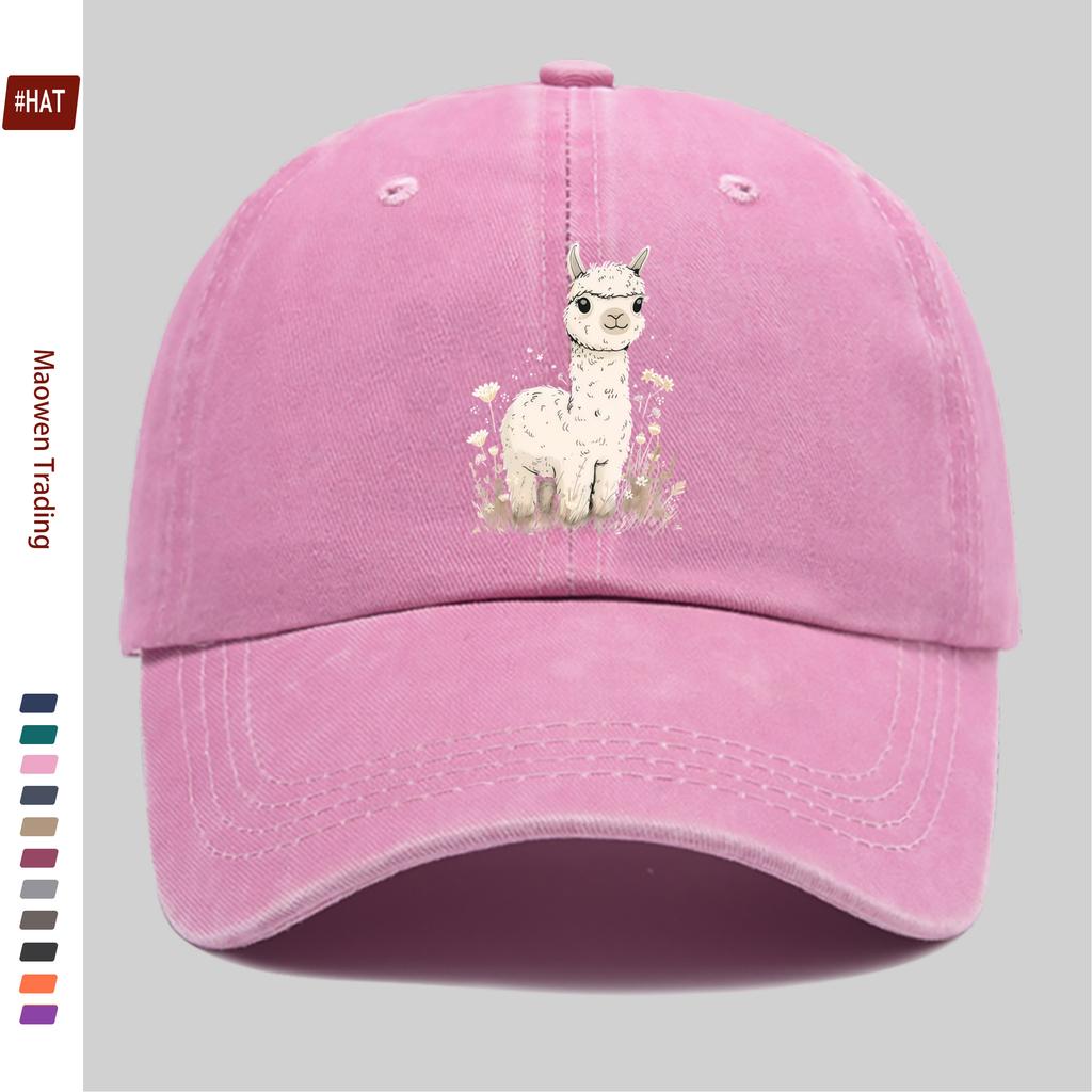 Pc Niedliche Alpaka-Print Baseballkappe Mode Trucker Papa Hut Bequeme Leichte Kopfbedeckung Verstellbarer Riemen Papa Hut Lässig