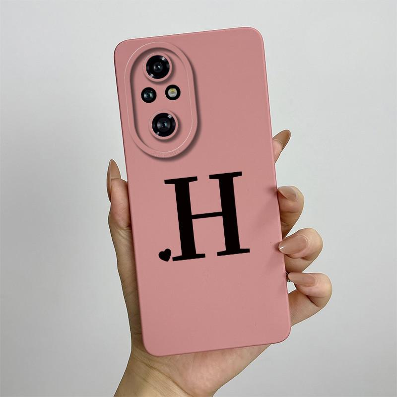 For Honor 200 Case Honor 200 Pro Phone Case Cute Initial Letters Square ShockProof Soft Silicone Back Cover Fundas Honor 200 Pro