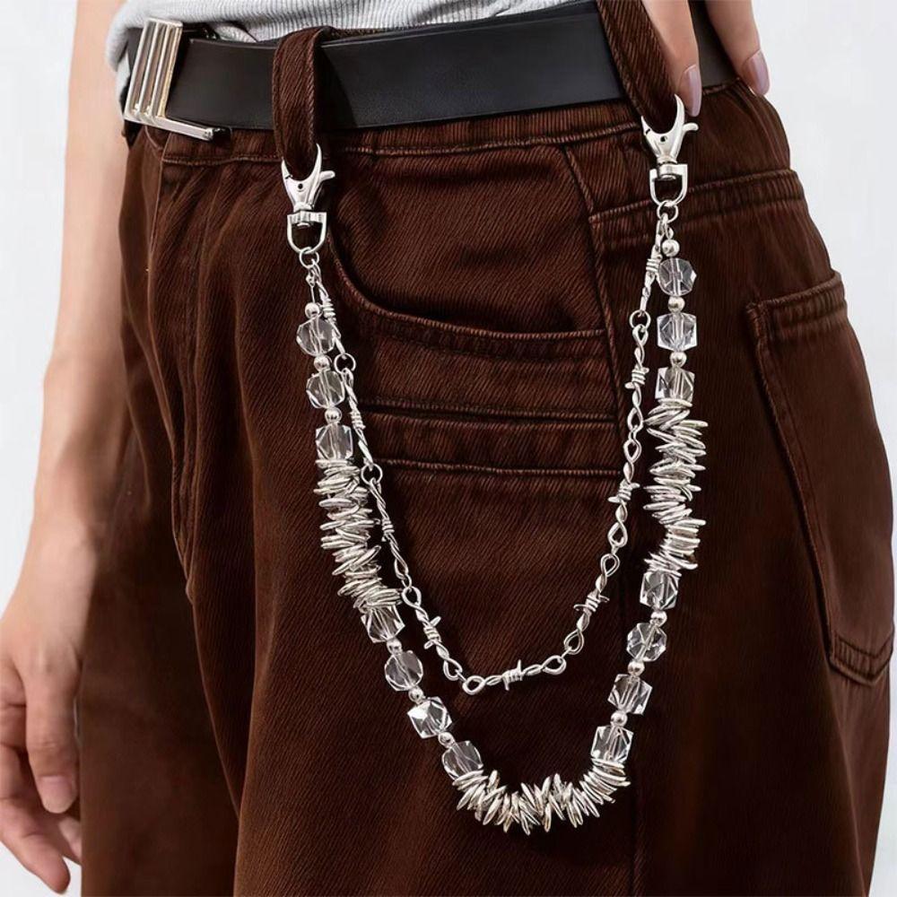 Punk Trousers Chain Hip Hop Jeans Keyring Keychain Fashion Multi-layer Key Chains  For Women Man