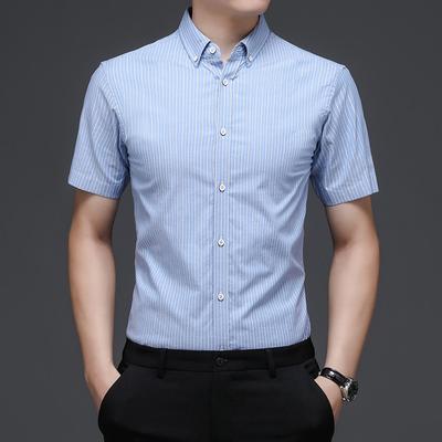 Camicie da uomo, maniche corte, mezza età, cotone, vestibilità, casual da lavoro, camicie da uomo, top a righe verticali, camicie da un pollice da uomo