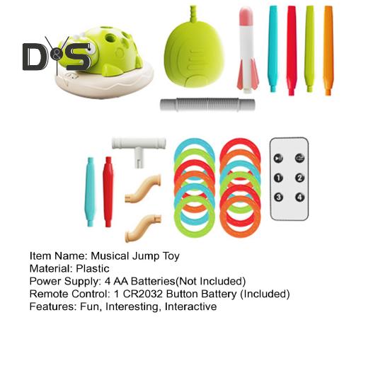 3-in-1-Musik-Hüpfspielzeug, Ringwurfspiel, Stampf-Raketenwerfer für Kinder, Sport-Fitnessspielzeug für drinnen und draußen, mit Fernbedienung, für Mädchen und Jungen im Alter von 4–8 Jahren