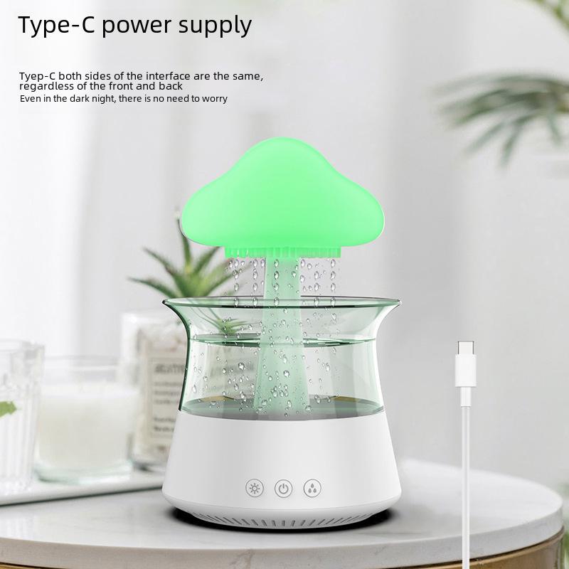 Yağmur Bulutu Aromaterapi Nemlendirici: Renkli Mantar Lambası ve Esansiyel Yağ Difüzörü