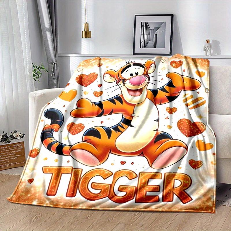1pc. Cute Tigger Cartoon Blanket, Soft Tiger Pattern Throw for Home Decor, Gift Idea, Soft Flannel Throw Blanket, Versatile & Cozy for Bedroom, Suitab