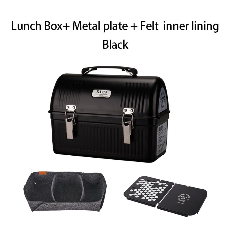 WELLHIKE SWS Vintage Camping Metall-Mittagessenbox Kaffee Tee Outdoor-Ausrüstung Werkzeugkasten Aufbewahrungskoffer