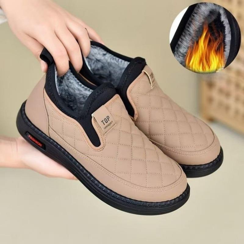 Fleece Warm Shoes, Waterproof Cotton Shoes with Leather Surface, New Casual Cotton Shoes for Women
