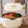 1300ml Stainless Steel Noodle Bowl with Lid Rust Resistant, Round, Ideal for Dorms Restaurants, Perfect for Serving Noodles and Rice