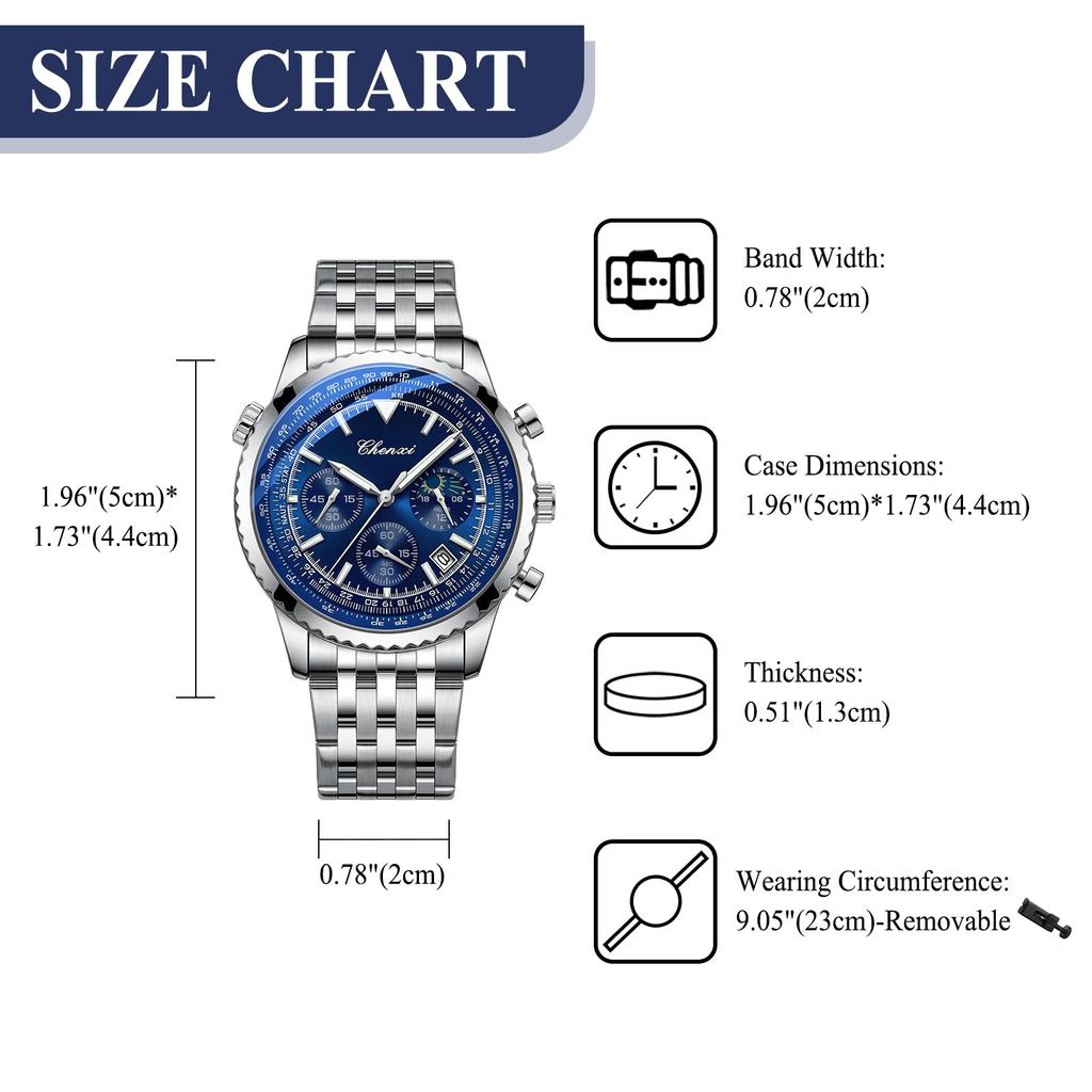Men's Stainless Steel Analog Watch with Calendar, 3ATM Water Resistant, Simple and Stylish Design, Small Seconds, Luminous Hands, Quartz Movement,