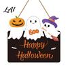 Black Orange Party Props Halloween Ghost Door Sign Cute Ghosts Wooden Hanging Wreath Rustic Happy Witch Broom Bat Sign Welcome for Home Wall