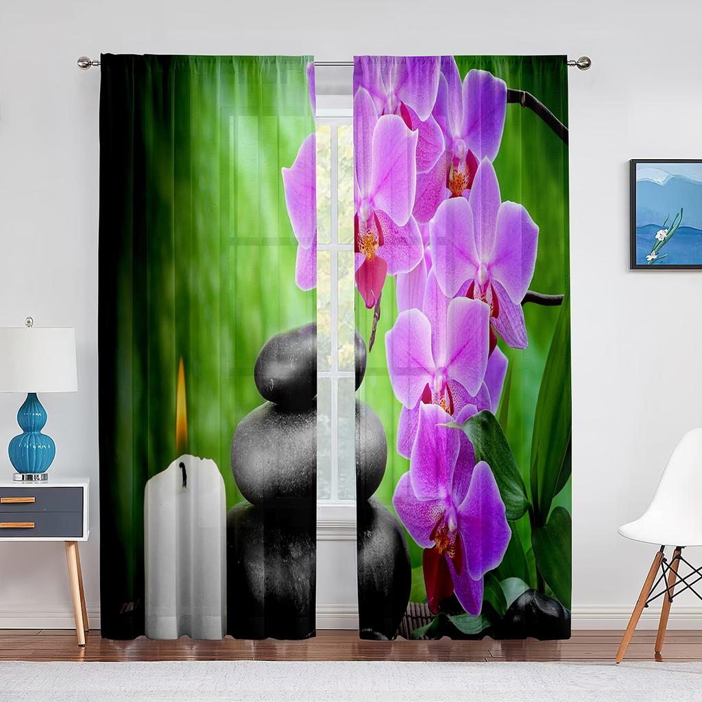 Urban Brick Slate Stone Wall Tulle Curtains for Living Room Bedroom Decoration Modern Chiffon Sheer Voile Kitchen Window Curtain