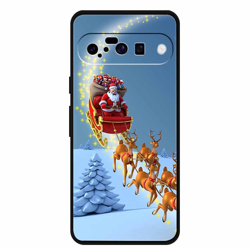 Christmas Phone Cases For Google Pixel 10 Case Silicone Soft Black Cover Christmas Tree for Pixel 10 Pro / 10 Pro XL Back Cover