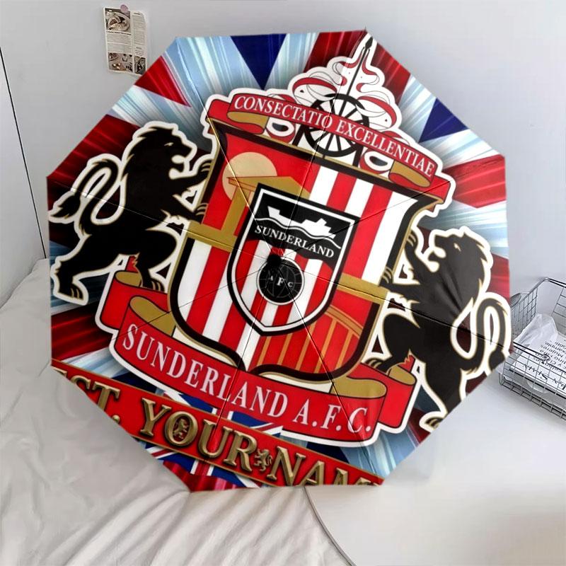 1 PC Automatic Folding Umbrella - Sunderland A.F Custom Name Pattern, Portable & Foldable Design with 8 Ribs, Christmas Birthday Gifts