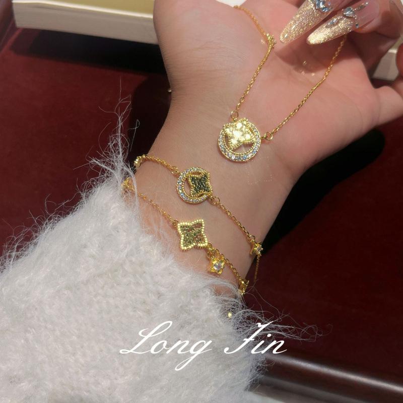 Set Stern Mond Muse Crushed Ice Eis Halskette Armband Funkelndes Sternenlicht Cnc Vierfach Stern Mond Schmuck