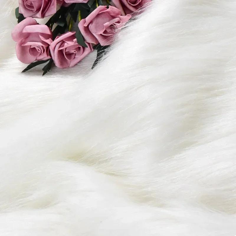 80x100cm Plyschtyg Lyxigt Långhårigt Konstpäls Tyg Handgjort Cosplay Dekorativ Bakgrund Plyschmatta Tyg Vit Rosa Grå