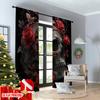 2pcs 2D flat printing Merry Christmas Curtains Skeleton Rose Art Digital Printed Polyester Drapes Festive Holiday for Bedroom