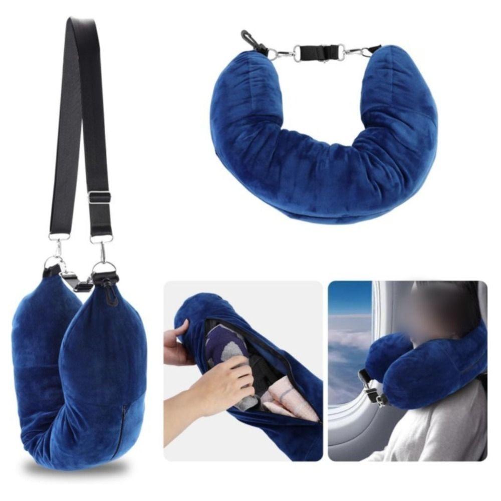 Compact Waterproof Travel Neck Pillow Comfortable Portable Storage Bag Soft Adjustable Strap Portable Pillow Extra Luggage