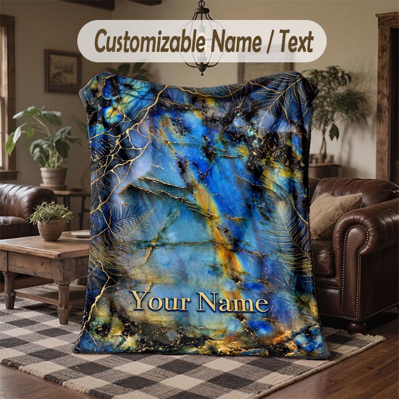 Black Rose Elegance Theme Throw Blanket Custom Name Text Personalized Blanket Soft Cozy Blanket for Home Sofa Bed