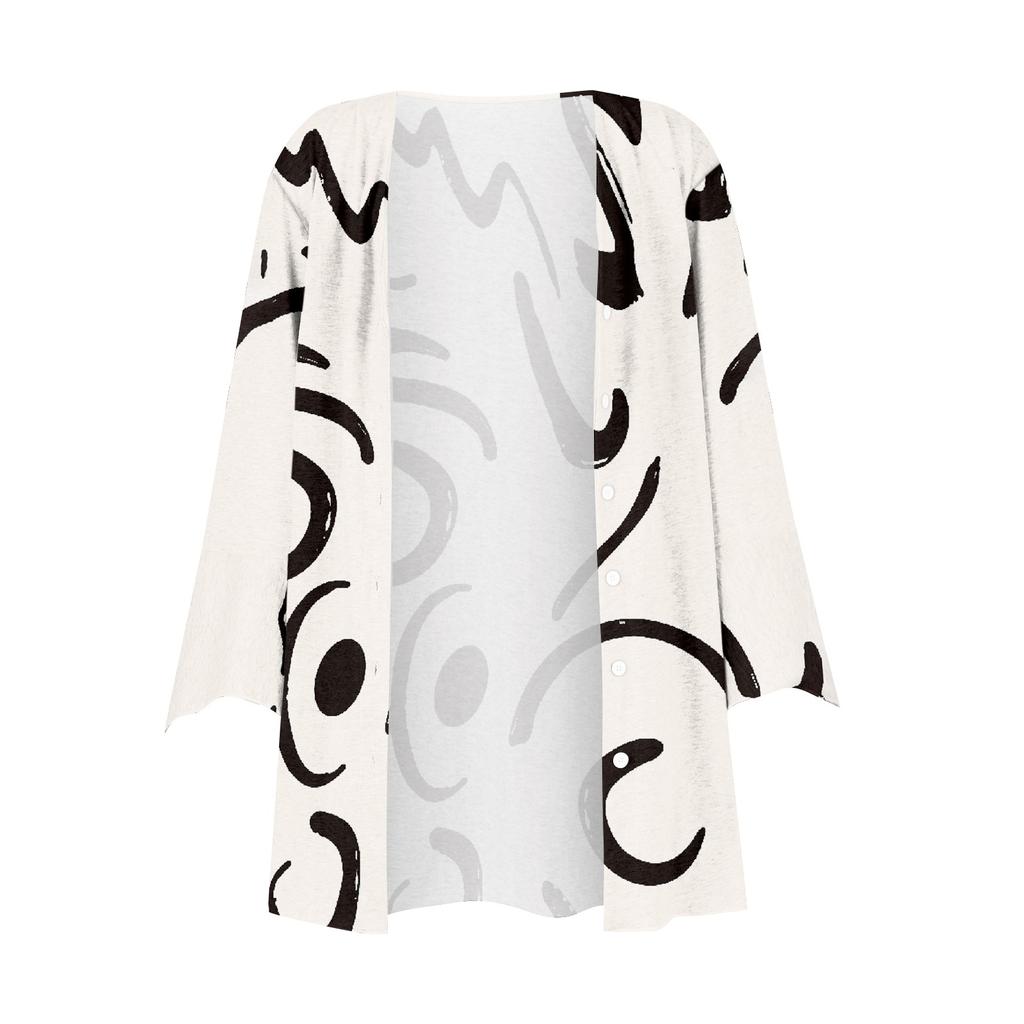 Women's Shirt Blouse Outerwear Print 3/4 Length Sleeve Casual Holiday Basic Button Tops