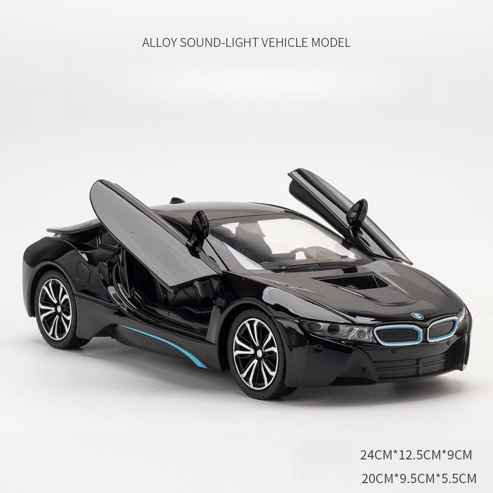 

1:24 BMW I8 Supercar Alloy Car Model Diecasts Metal Toy Car Sound And Light Boy Kids Toy Collectibles Gift чёрный