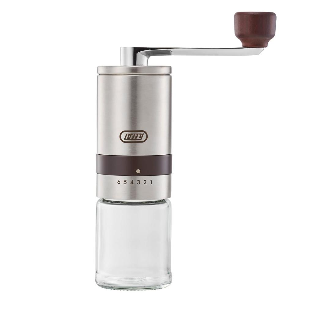 Toffy K-KU10 Hand Ceramic Coffee Mill, Stainless Steel, Compact, 6 Grinding Levels, Ceramic Mill, Outdoor, Stylish, K-KU10-SV