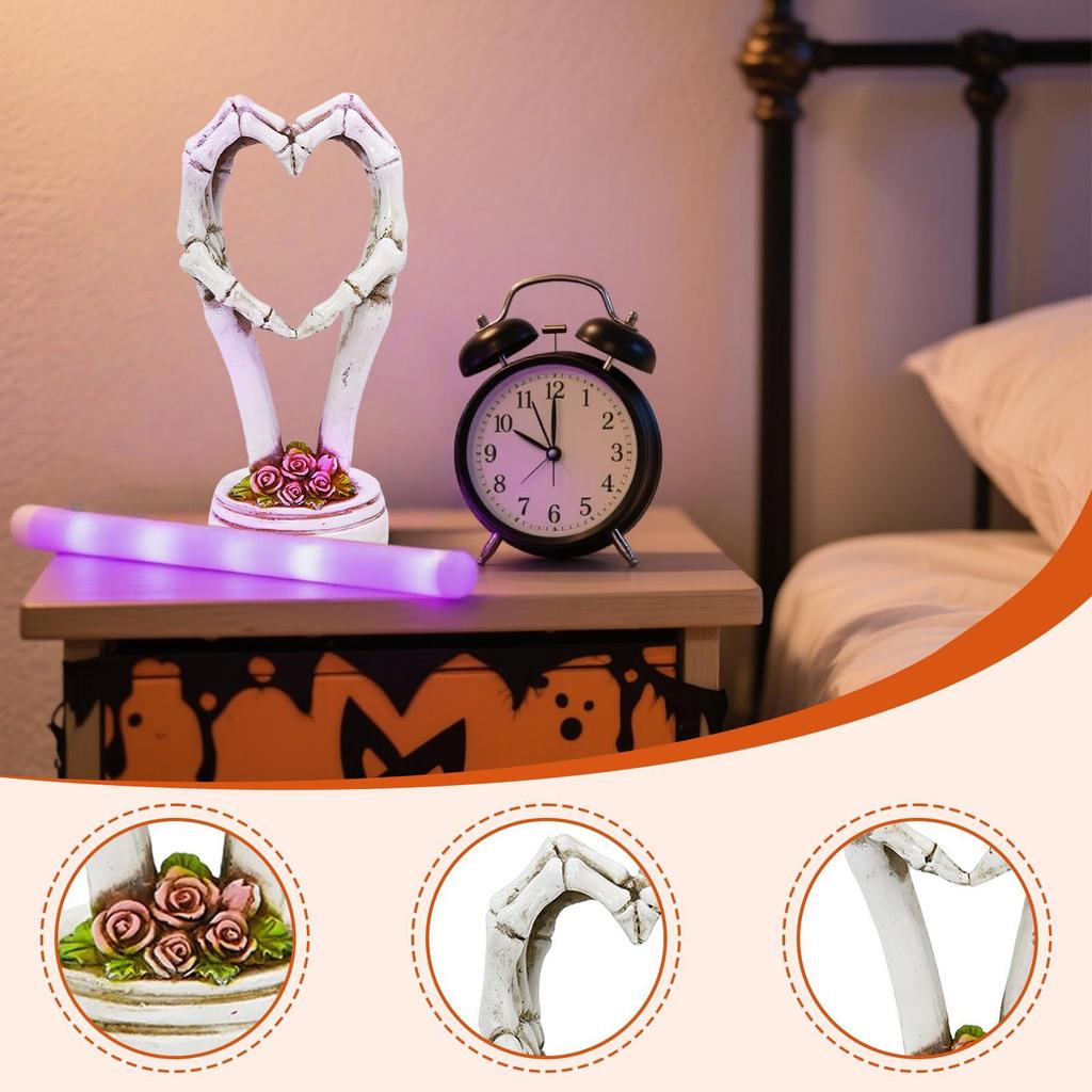Kreative Geste Desktop-Figur Harz Schädel Hand Herz Skulptur Halloween Wohnzimmer Schlafzimmer Grotesk Gotisch Heimdekor