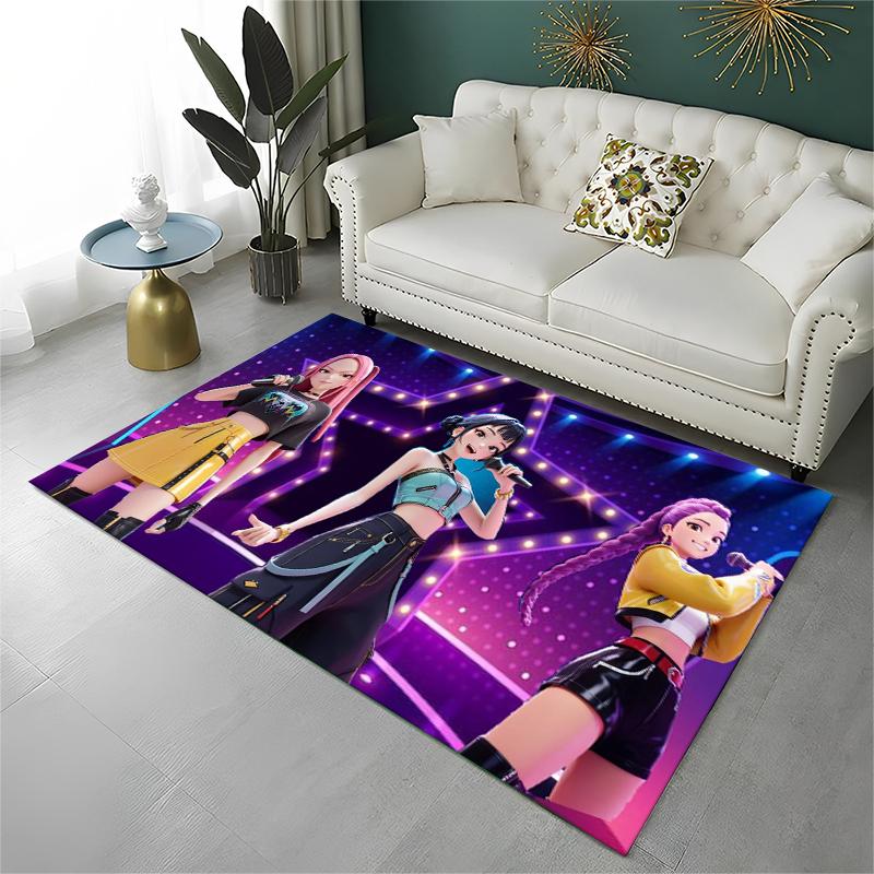 Kpop Lovec démonů Rumi Mira Zoey Kreslená skupina Koberec pro hernu Ložnici Obývací pokoj Pohovku Domácí dekorace, Kusový koberec Protiskluzový