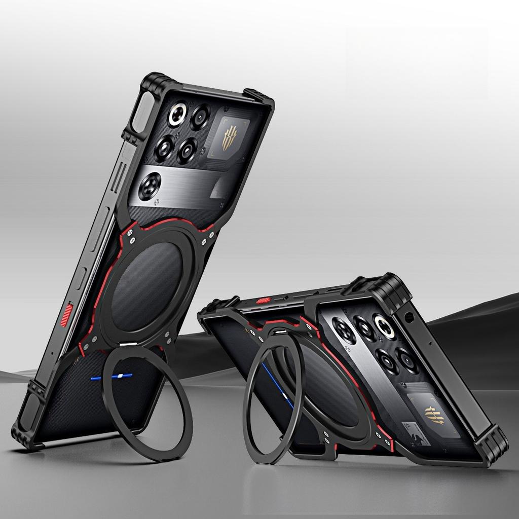 Phone Cases Nubia,Borderless Shockproof Case with Mechanical Arm, Metal Heat Dissipation, Magnetic Kickstand