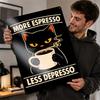 Black Cat With Espresso Personalized D Textured Metal Poster Wall Art Vintage Tin Signs for Living Room Decoration Items Decor