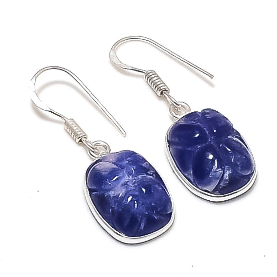 Burmise Sahhire(Simulated) Gemstone 925 Sterling Silver Jewelry Earring 1.38  AEE-11329