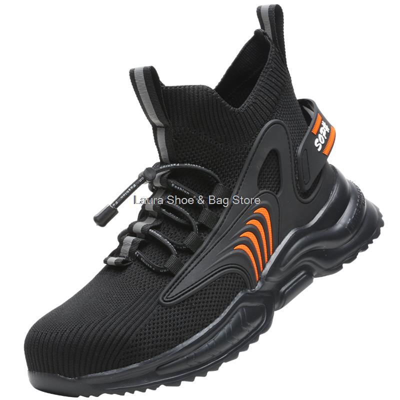 Fashion Anti-Piercing Safety Shoes For Men Working Boots Steel Toe Cap Boots Anti-Smashing Work Shoes Breathable Safety Boot Men's Shoes