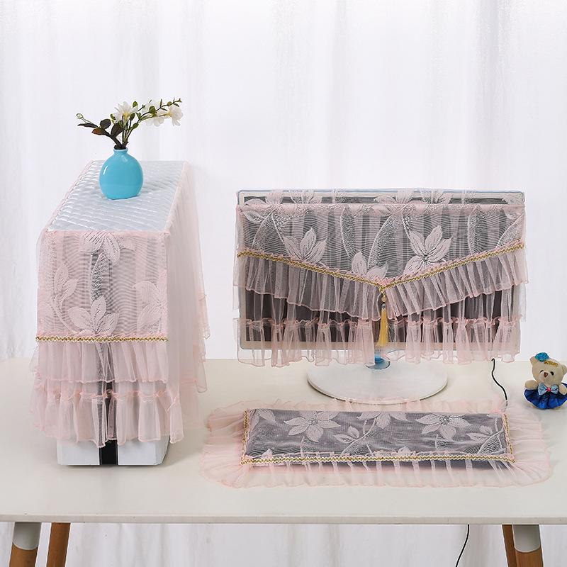 17/24/27inch 3Pcs European Lace Desktop Computer Dust Cover Computer Cover LCD Monitor Protective Cover Keyboard Dustproof