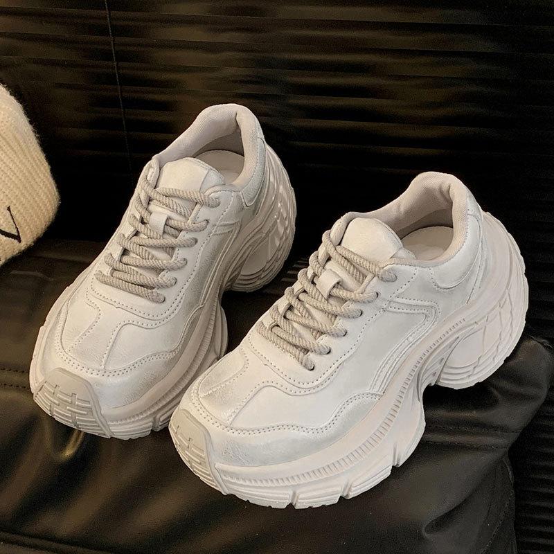 

Casual sports shoes women s Paris dad thick-soled small man heightening European muffin white German training dad shoes women s 40 бежевый