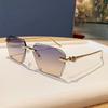 New gradual change color frameless metal square sunglasses striped lenses design sense light luxury high sense sunglasses