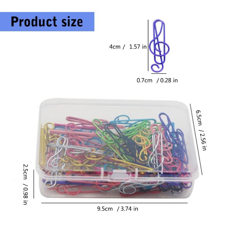 50 ks notových sponek na papír, barevné kancelářské sponky 40 mm, malé kovové kancelářské sponky, sponky na papír pro organizaci papíru a fotografií