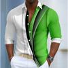 Men's Geometric Pattern Printed Long Sleeve Shirts Casual Cardigan New Button Holiday Fashion Shirts