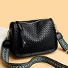 Stylish Woven Leather Shoulder Bag For Women With Wide Strap And Large Capacity
