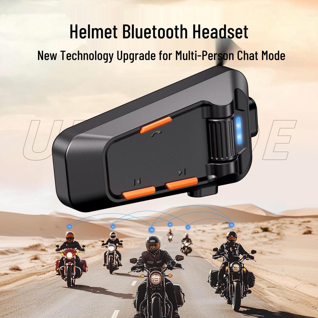 Waterproof Bluetooth Motorcycle Helmet Earphones with Noise Cancelling & Multi-person Intercom