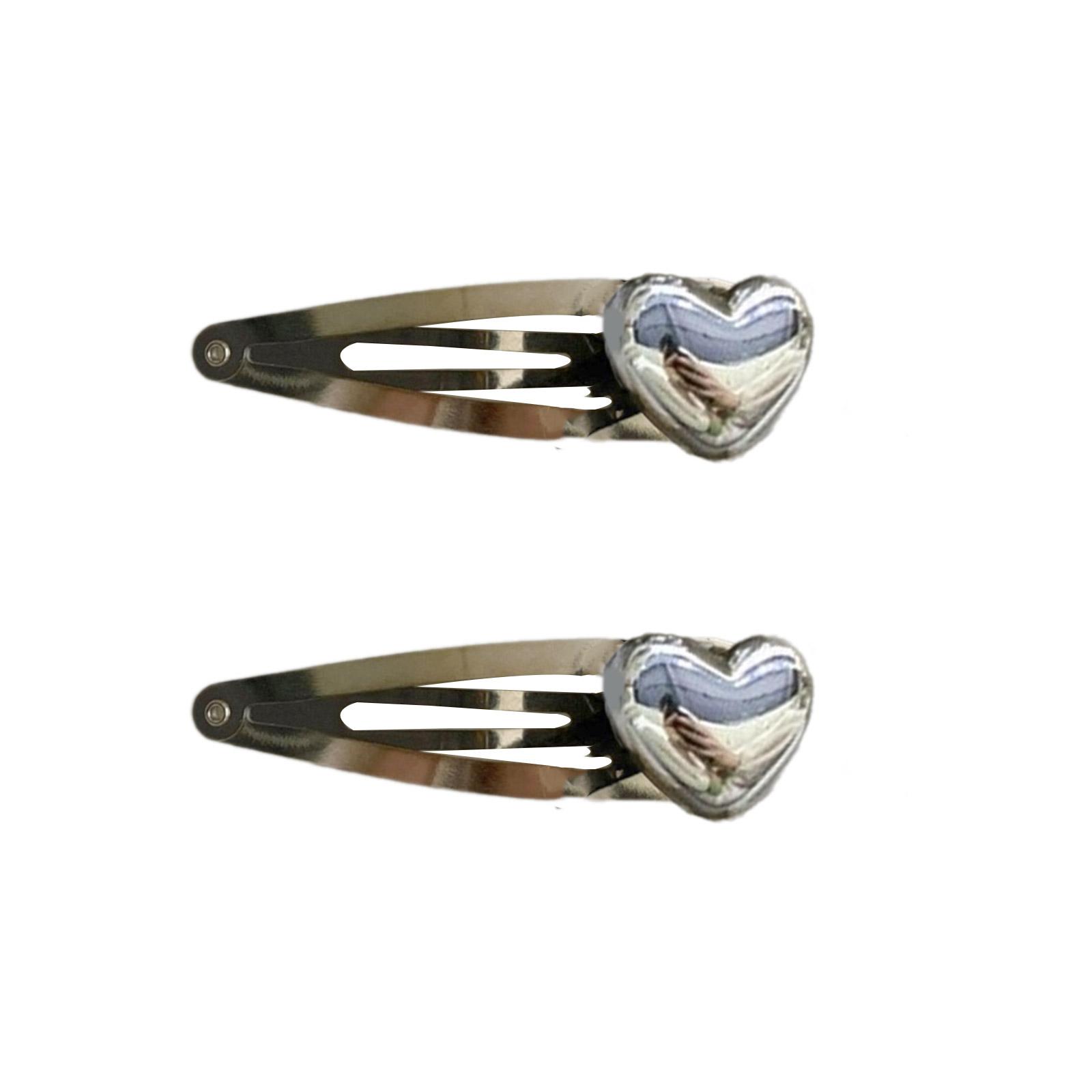 

Набор из 2 декоративных заколок для волос, серебристые заколки-сердечки и бантики, стильные свадебные украшения для волос для женщин и подростков серебряный