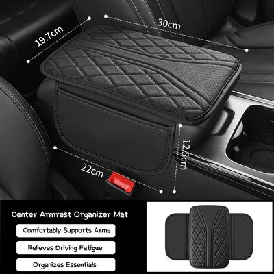 Multi-Functional Leather Car Armrest Storage Bag  Auto Center Console Riser Protective Pad Car Organizer Accessory