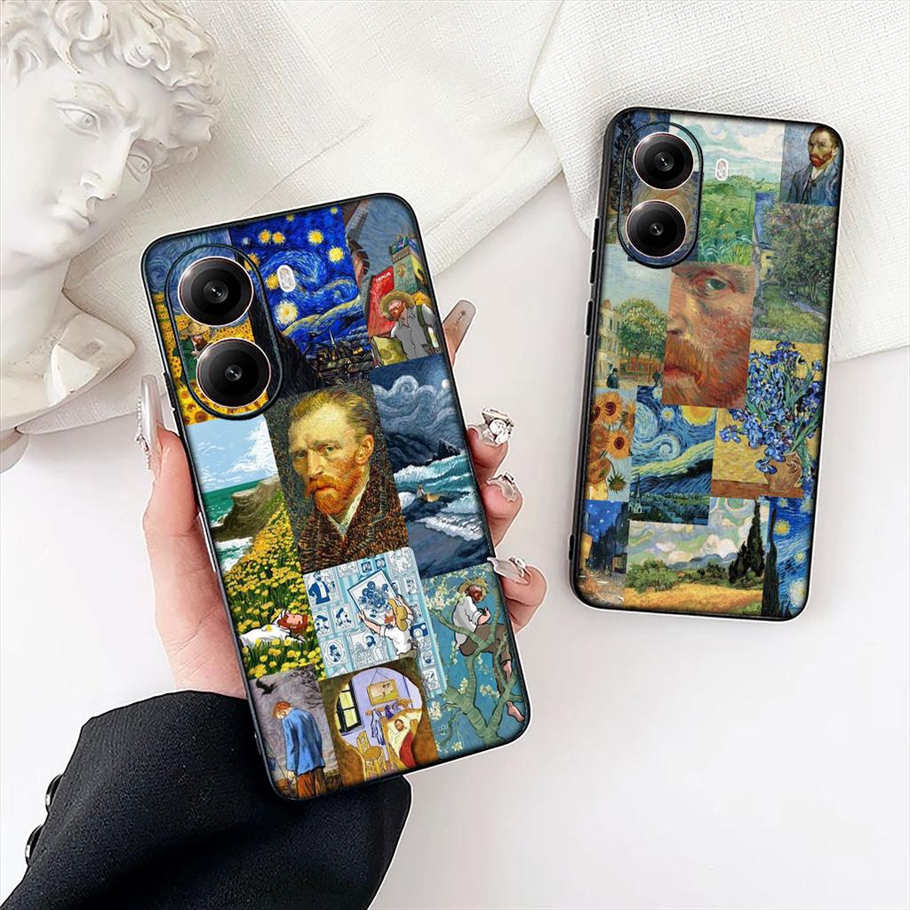 Starry Night Van Sunflower Gogh Painting Phone Case for Xiaomi Redmi Note 13 14 ProPlus Pro Plus 14C A4 13C Pro+ Note14 Cover